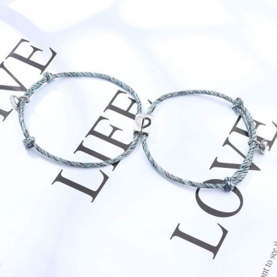 Couple Magnetic Bracelet Set Mutual Attraction Rope Braided Charm Pendants Bracelet Couple Gift Set For Women Men Couple Magnetic Bracelet Set Mutual Attraction Rope Braided Charm Pendants Bracelet Couple Gift Set For Women Men